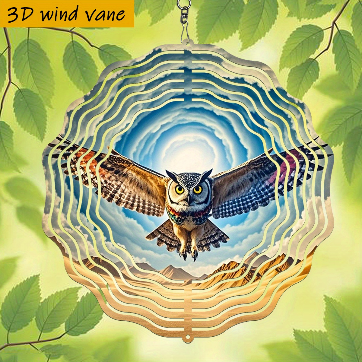 TEMU 3D 1 pieza, una planeando en el , "25.5Cm/10In*25.5Cm/10In con un gancho giratorio, molinillo de viento de 360°" Juego de molinillo de viento de