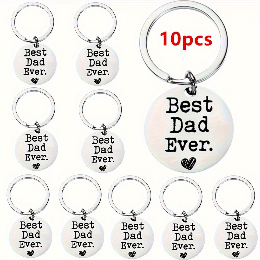 TEMU 10pcs Best Dad Stainless Steel Keychain Set, Perfect Father's Day Gift, Party Favors & Event Supplies, Holiday Gift For Seniors, Creative Gift