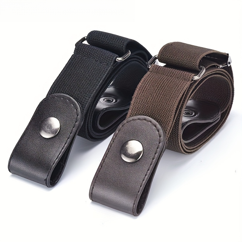 TEMU 2/4pcs Invisible Elastic Waistband Buttonless Lazy Waist Belt Casual Rivet Jeans Men's And Women's Versatile Belt, No Punching Belt