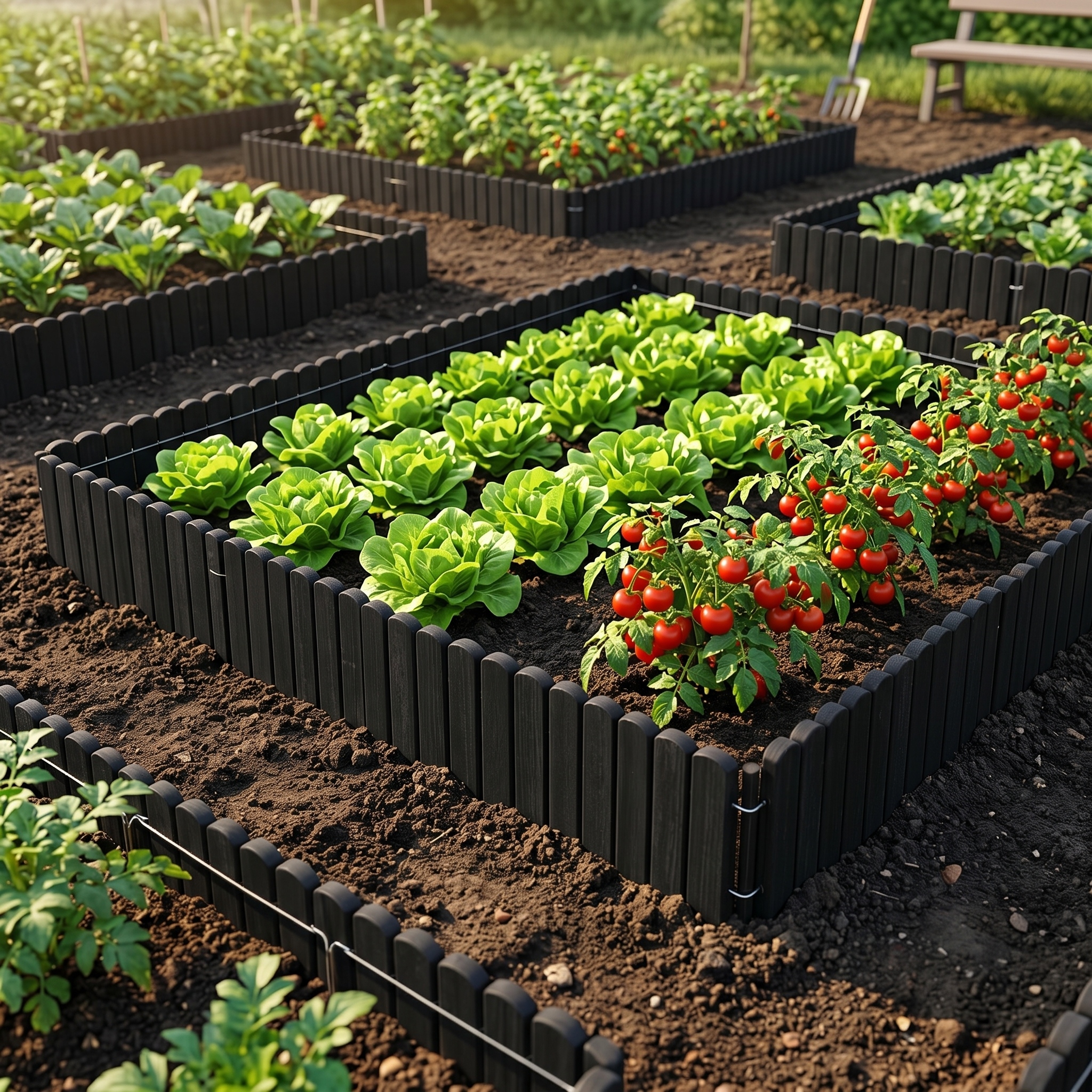 【3d】 Natural Wood Garden Border Fencing Flexible And , Pre-assembled , Install By Tapping Into Ground, For Flower Beds/lawns/vegetable Gardens/, Fits Rustic/modern/country Styles, Wood-colored/