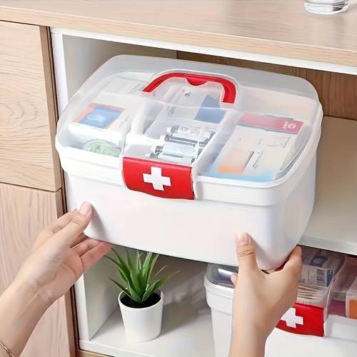 item picture large capacity thickened storage box portable medicine cabinet suitable for home and travel use under bed transparent material for medicine storage box under bed storage convenient transparent compartment lids