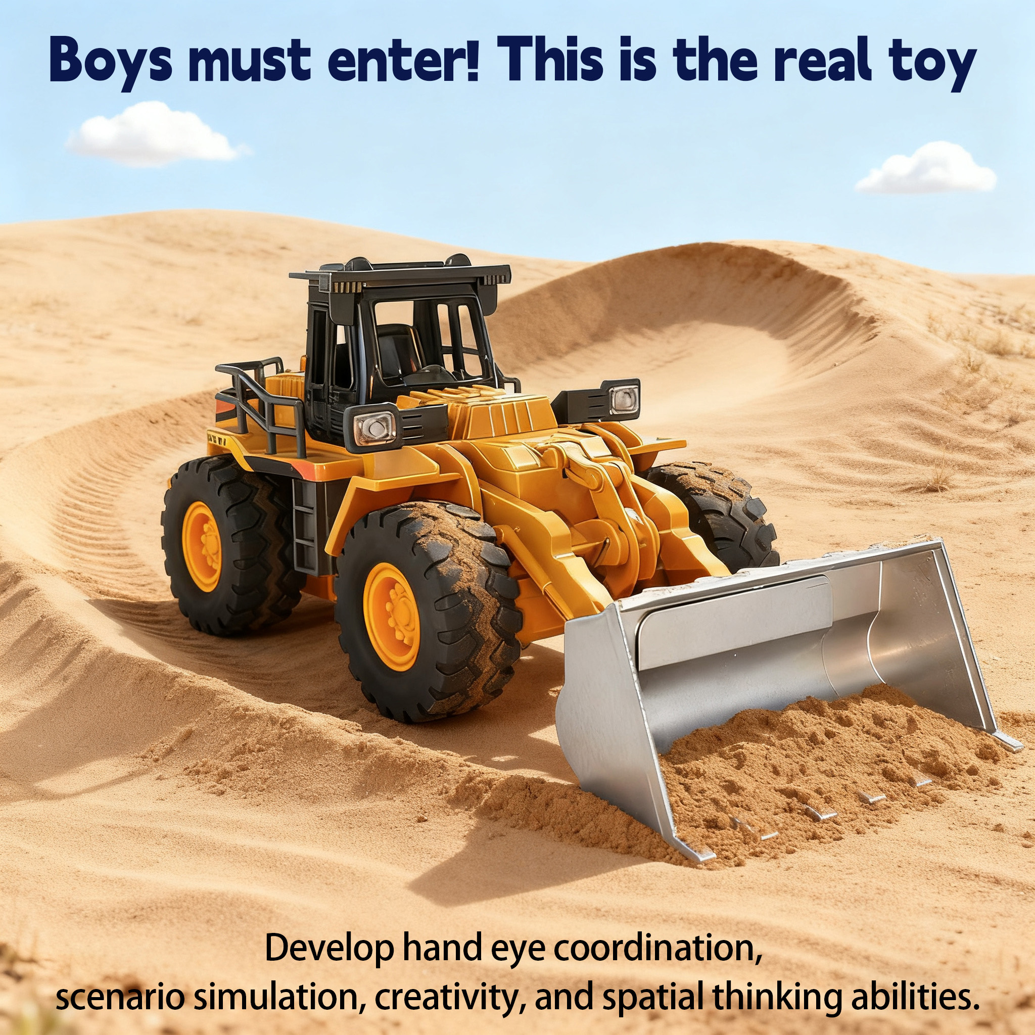 E-shop Fernbedienung-Lader - Ferngesteuerter Bulldozer Spielzeug-LKW mit hydraulischer Schaufel-Simulation, Baufahrzeug-Traktormodell-Sammlung für