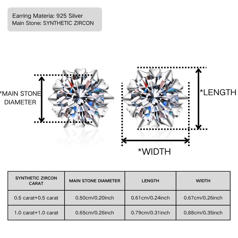 Women's 0.5/1 Carat Synthetic Zirconia Snowflake Earrings