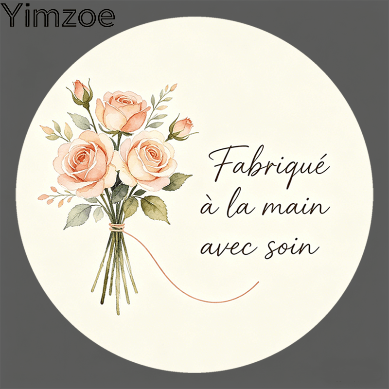 TEMU Yimzoe 96pcs/288pcs Autocollants Ronds d'Appréciation Faits Main - avec " avec Soin", Design Aquarelle, Parfait pour , l'Étiquetage de Boîtes