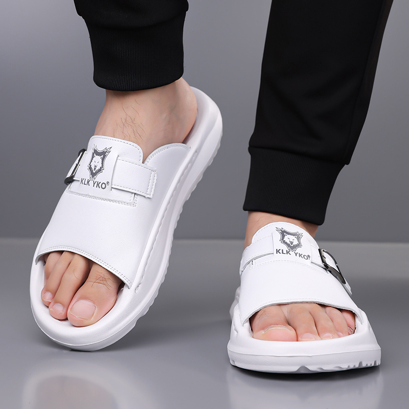 new 2024 spring summer casual slip on sandals soft sole trendy   for men high quality durable breathable   lightweight home slippers comfortable non slip thick soled outdoor indoor use fashionable open toe flip flops for     relaxation   or home   1 pair of eva slides 1   bag Product details 6