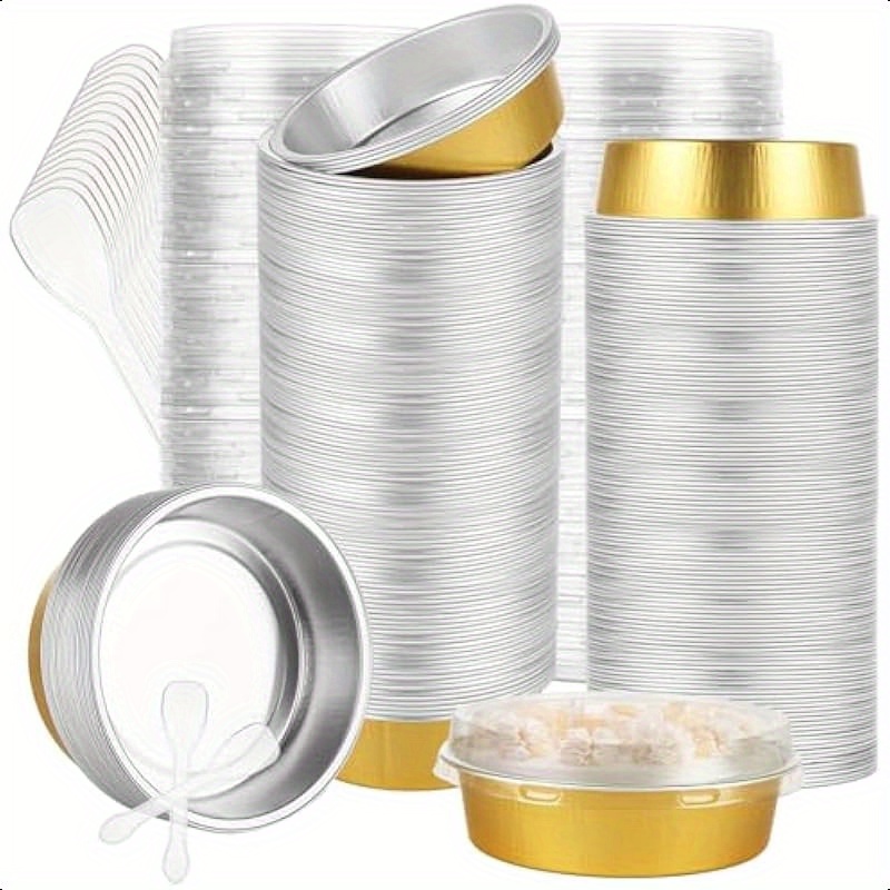 Aazon.co: LNYZQUS Disposable Raekins With Lids 40 Pack, 5oz Aluinu Foil Ini Cupcake Uffin