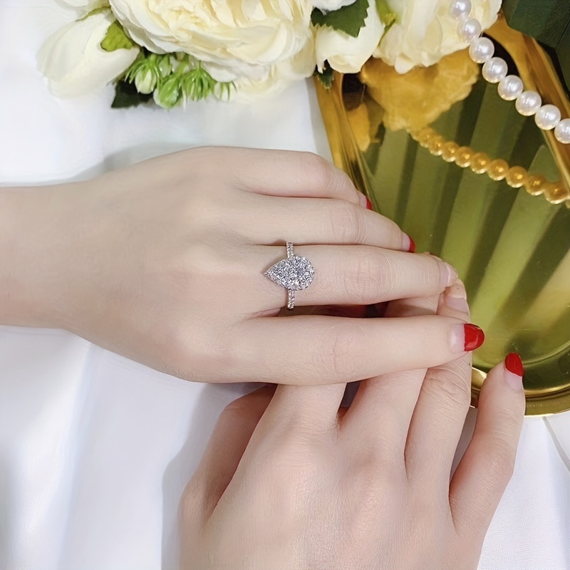 Copper CZ Teardrop Engagement Ring for Party