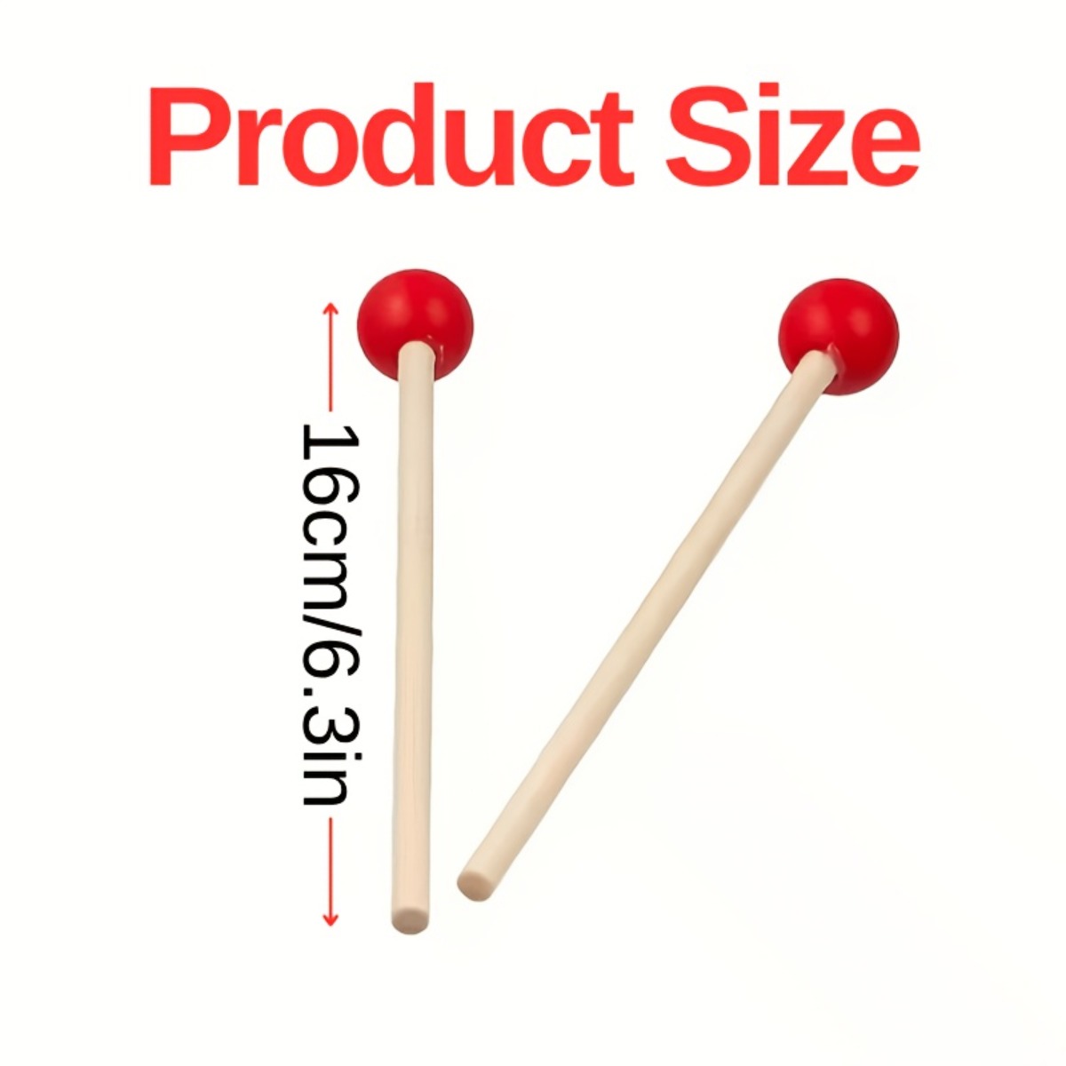 TEMU 2pcs Set Red Solid Wood Drumsticks | Simple Drum, Percussion Instrument Accessories, Universal Percussion , Suitable For Xylophone/hand