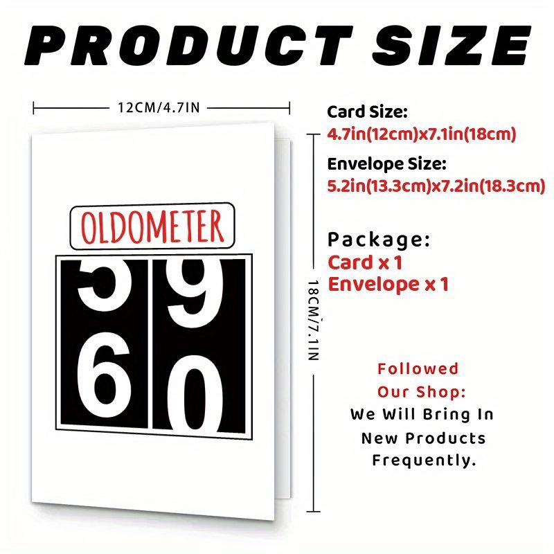 TEMU 1 Humorous Birthday Card Featuring An Oldometer, Celebrating A 60th Birthday. A Unique Gift Idea For Ones, Suitable For Party Decor And Comes