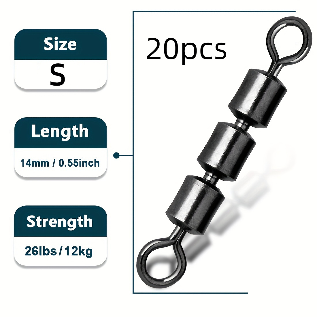 Image of 20pcs Stainless Steel 3-roller Swivels, High Speed Treble Rolling For Ultralight Rigs & Trolling, Durable Fishing Tackle Additions