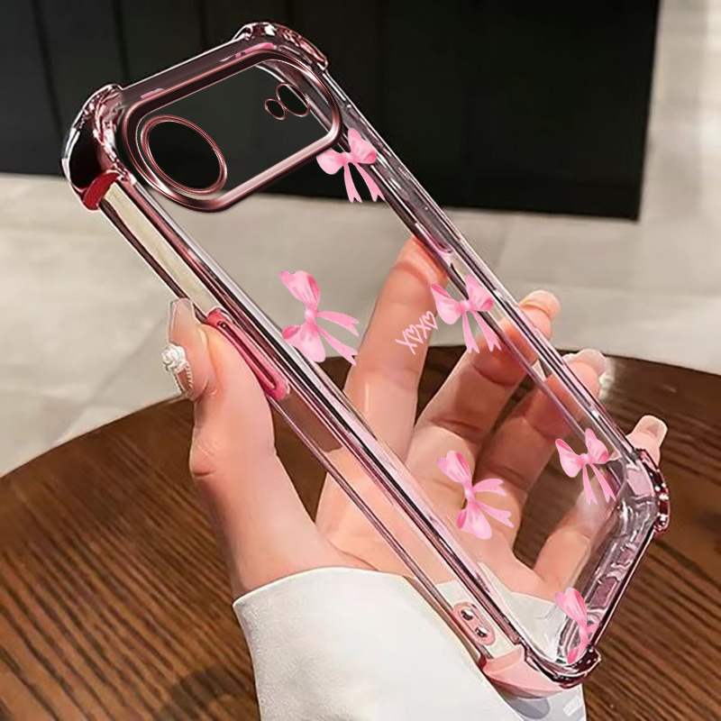 TEMU Phone Case: Electroplated Four-corner Protection Drop-resistant Shockproof Soft Case For Iphone 17/17 Pro/17 Air/17 Pro Max, Painted Transparent
