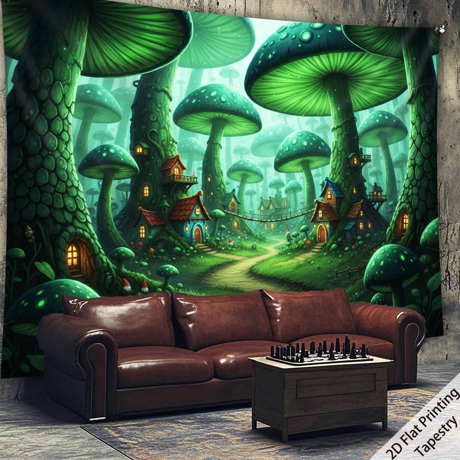 Tenture murale forêt champignons décoration murale hd_voghion.com
