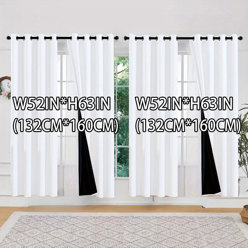 TEMU 4pcs, Blackout Thermal Curtains, 100% Blackout Curtains, Make Room , Modern Solid Color Plain Curtains, Grommet Top Hanging Way, Lined With Film