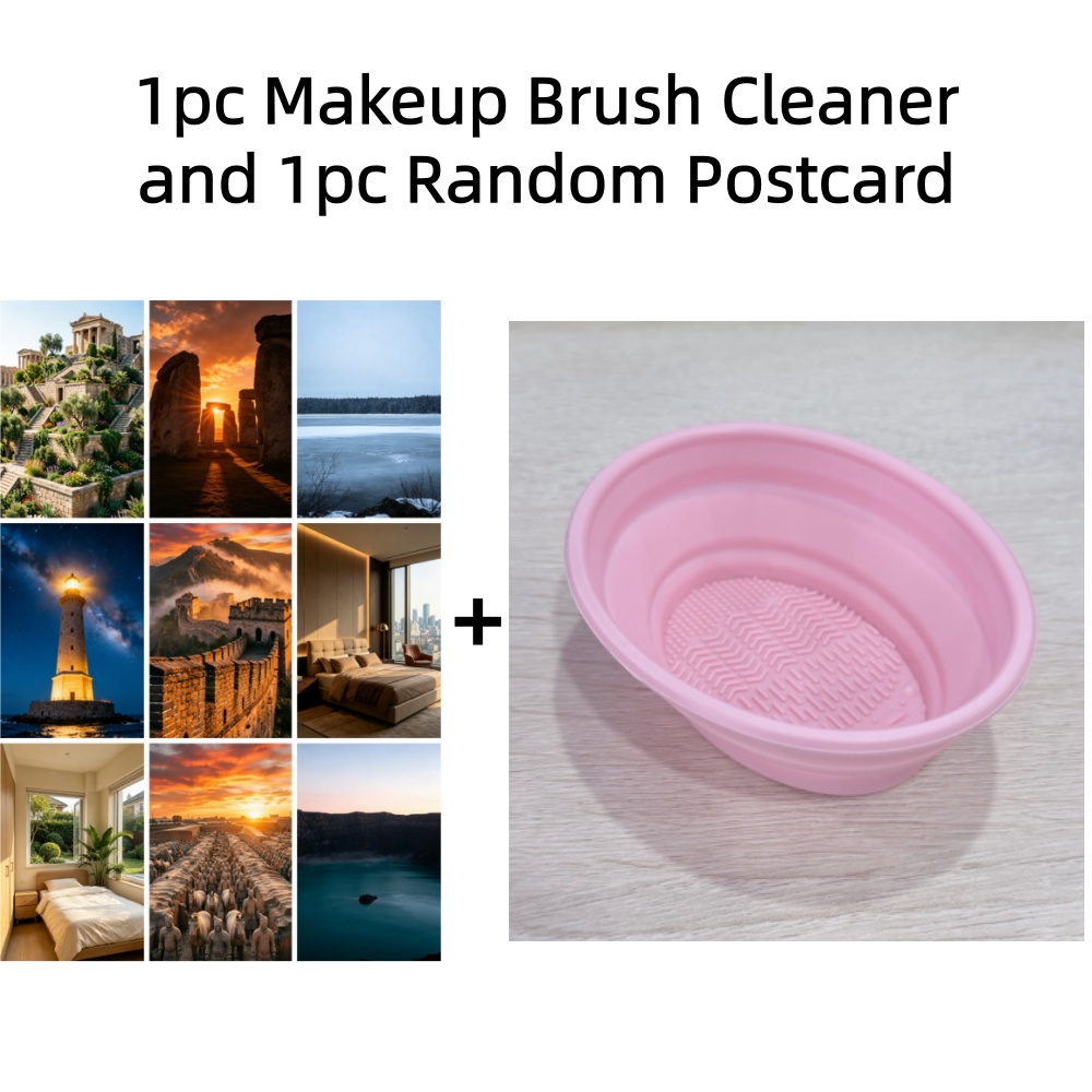 TEMU 1pc Mini Foldable Makeup Brush Cleaner, Random Color, Fragrance-free Portable Cleaning Tool & Beauty Sponge Washing Bowl, Textured Surface,