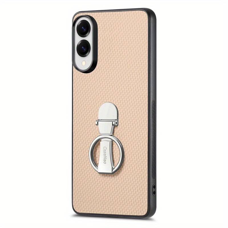 TEMU Phone Case - Fashion Retro Diagonal Stripe Ring Holder Phone Case For Galaxy S21 S22 S23 S24 S25 Edge Fe, Full Coverage Soft Shell For Drop