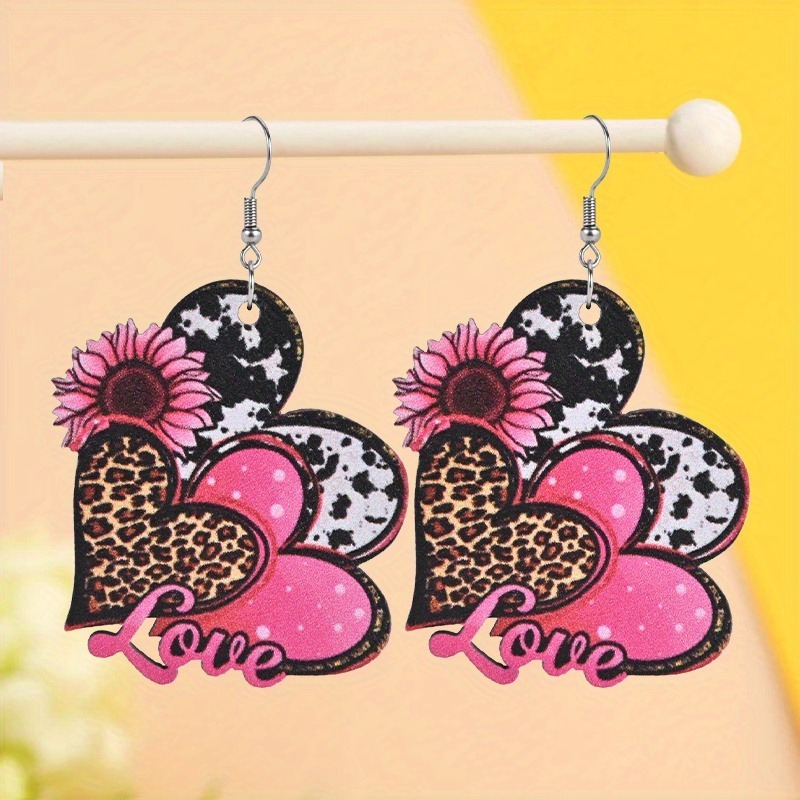 

-shaped , Printed Wooden , Jewelry, 's Day For , , And
