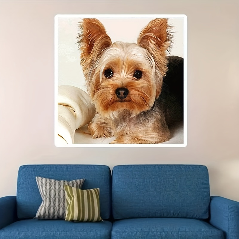 

Diy 5d Diamond Painting Kit With Yellow Dog Pattern - Beginner Friendly, Round Acrylic Diamonds, Animal Theme Home Decor Gift