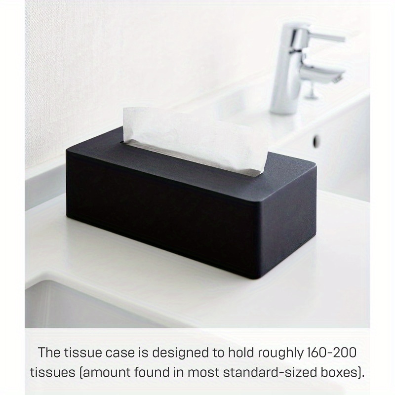 1pc modern rectangular tissue box holder - heavy-duty powder-coated steel storage cabinet with   lid, space-saving design for kitchen, bathroom, bedroom -   options  , fits tissues & small spaces (compatible with tower collection) - durable & easy- , minimalist aesthetic, compact & sturdy structure, sleek black  ,   fits all tissues Product details 3