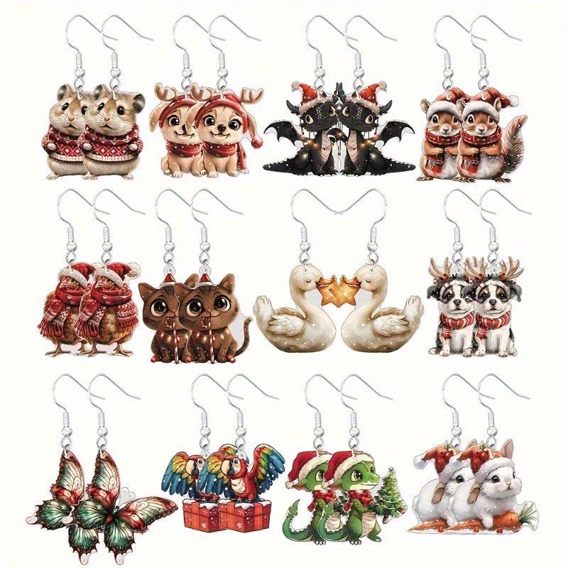 

12 Christmas Set, 2d Drop & Alloy , Jewelry Including , , Rabbit, , Etc. For & , All Jew