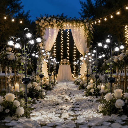 6-Head Solar Garden Lights Outdoor, 6-Lantern LED Waterproof Vintage , No Wiring Decorative Night Lighting for Patio, Yard, Walkway & PartyAtmosphere