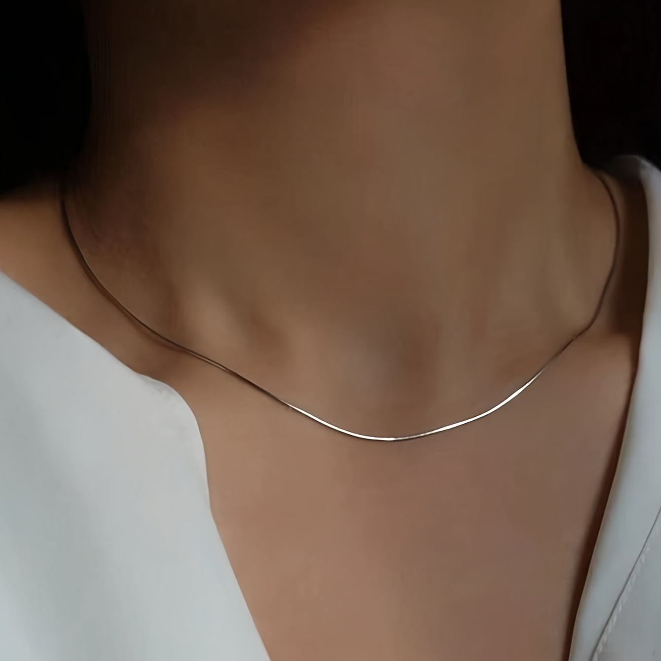Golden Stainless Steel Snake Bone Chain Necklace