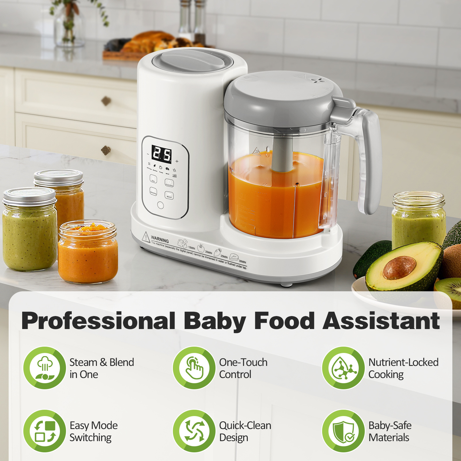 One Step Multifunctional Food Processor Steamer Puree Blender |... product image 5