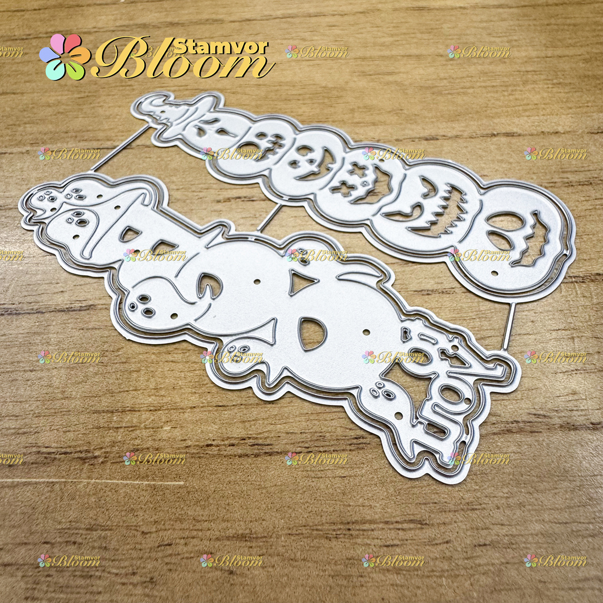 TEMU Original Lovely Layers Halloween Pumpkins Title Boo! Metal Cutting Dies Scrapbooking Album Greeting Cards Home Decoration Holiday Handle Hand