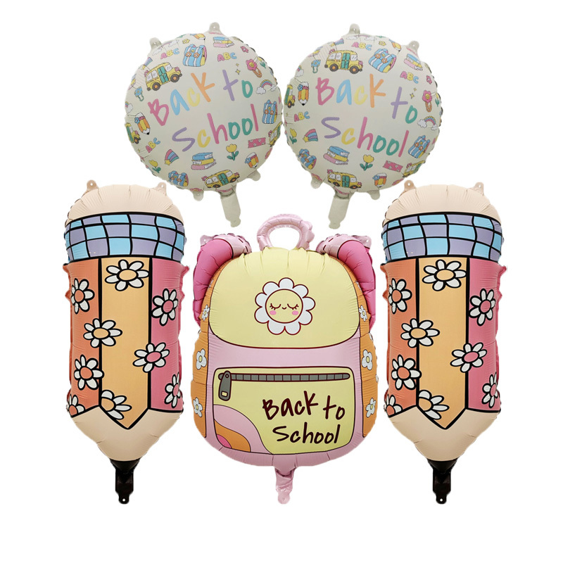 5pcs Back-to- Matte Daisy Backpack-shaped Balloons, Back-to- Party Decoration Balloons, Back-to- Balloons, For Halloween, Christmas