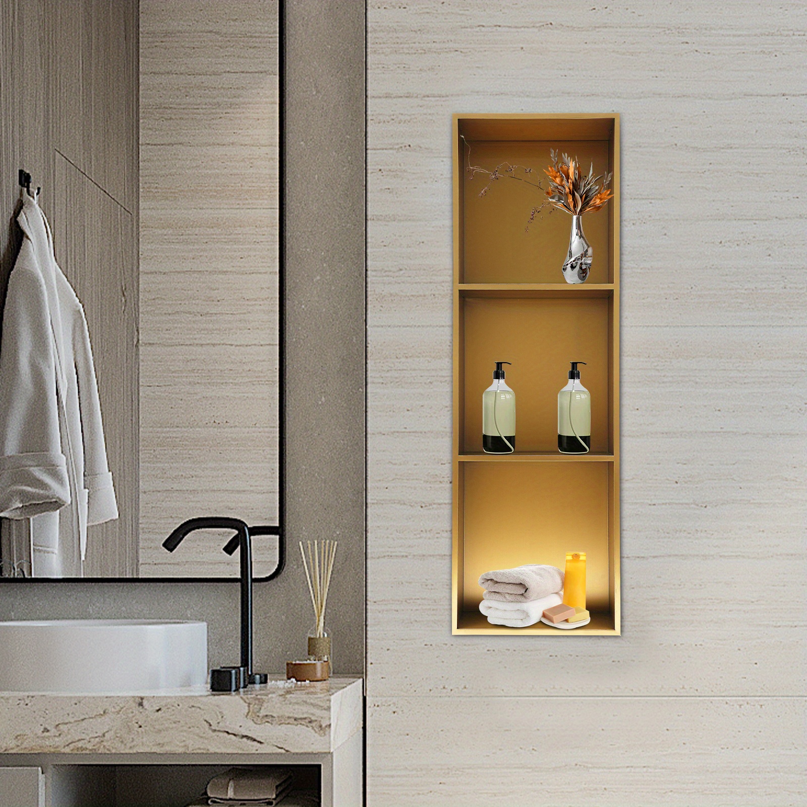Étagère de douche encastrée en acier inoxydable pour la