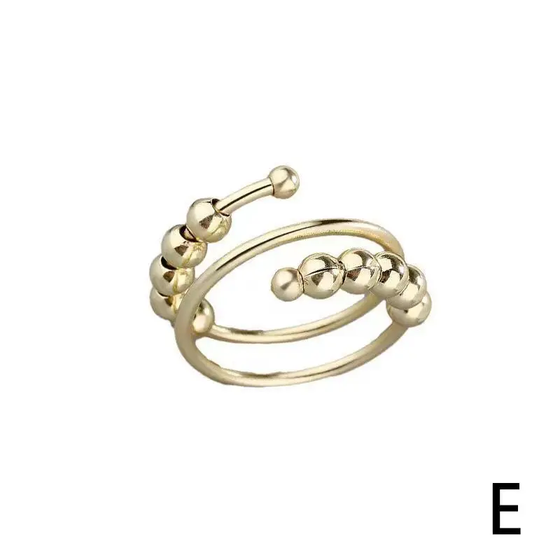 elegant boho stainless steel anxiety rings for women anti stress fidget spinner rings with rainbow beads rotates adjustable stacking jewelry for daily gift occasions christmas bohemian style best for christmas Product details 9