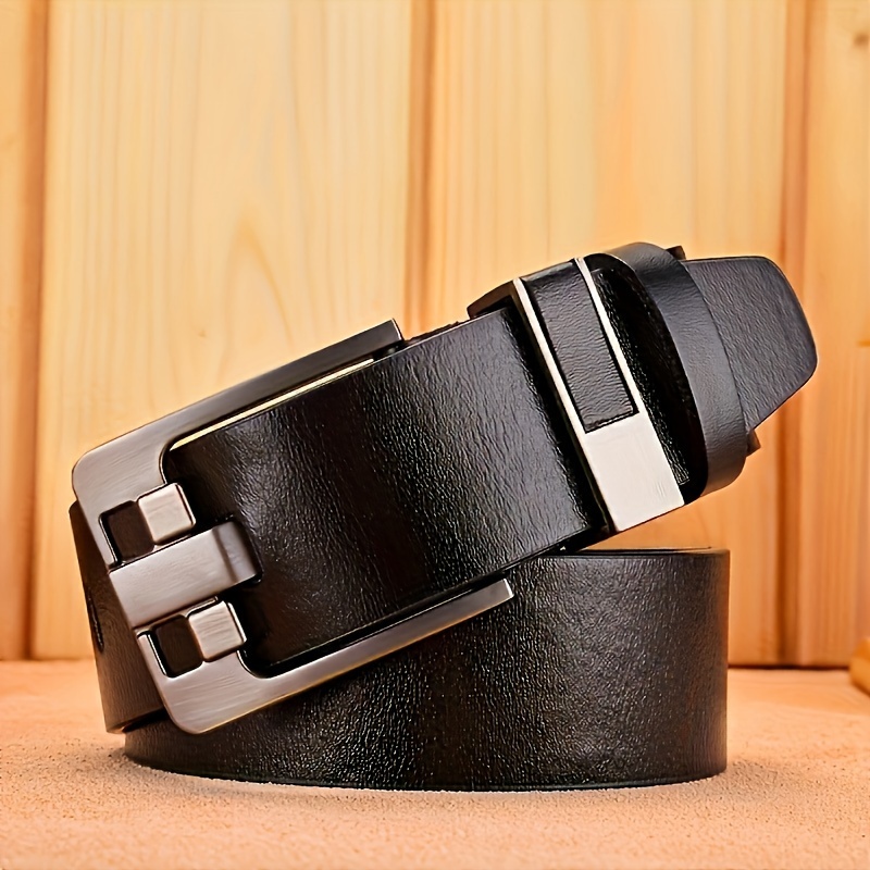 TEMU cinturón para hombre, cinturón de PU de calidad para hombre, hebilla de alfiler de lujo, cinturón vintage para jeans