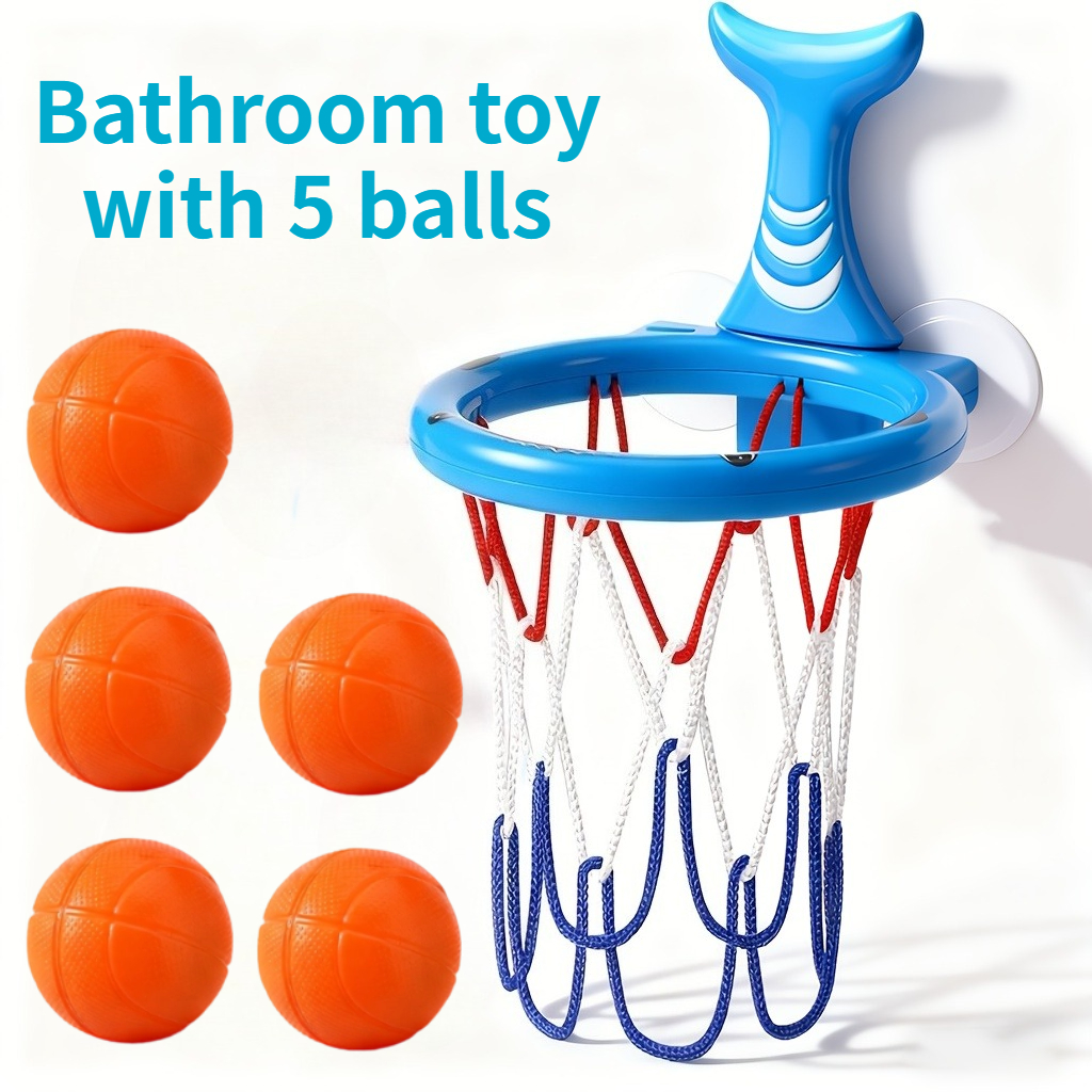 Image of 6pcs Animal Basketball Circle Bath Toy | Blue Plastic, Ideal For Bathing And Beach Entertainment, Valentine's Day Birthday Gift