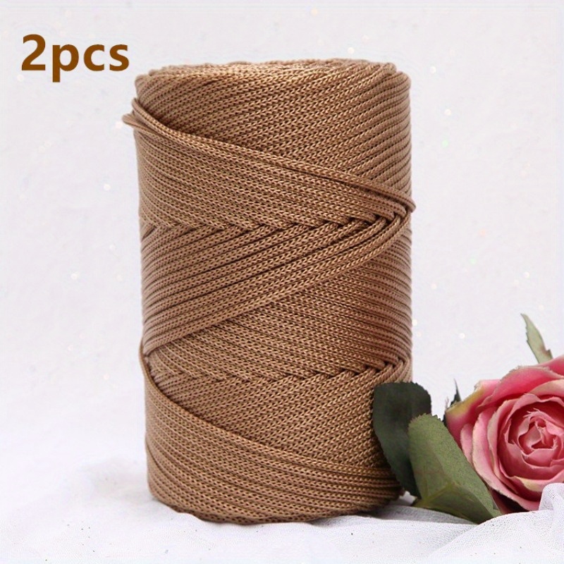 Image of 2pcs Hick Hollow Bright Thread - Yarn For Summer Sunshade Hats, Hand Braided Diy Hook Bag, Storage Box - Soft, Durable, Breathable And Versatile For Crafting And Sewing Projects Yarn /15.87oz Total