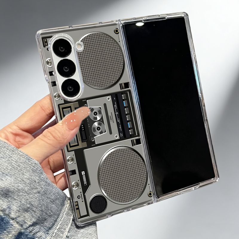 phone case suitable for samsung zfold   6 fold 3 fold   3 fold2 transparent split phone case foldable phone case hard shell transparent case with speaker design