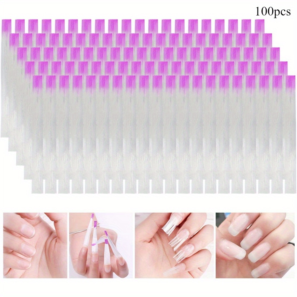 Image of 100pcs Fiberglass Nail Extension, Nail Tips Quick Extension Fiberglass Fiber False Nails Tips Salon Tool Additions For Gel Nails Art