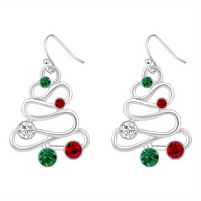 TEMU 2 paires de Boucles d'Oreilles Arbre de Noël Style Européen Creux, Bijoux Pendantes Élégants et Tendance pour Femmes