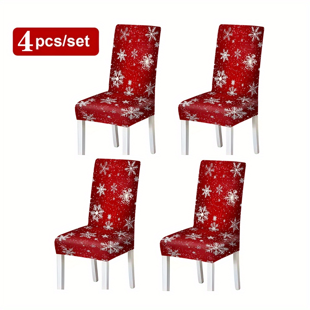 TEMU 4pcs/6pcs New Premium Fashion Chair Covers, Snowflake Print Series, Dining Chair Decorative Covers, Chair Protectors, Exquisite And Practical,
