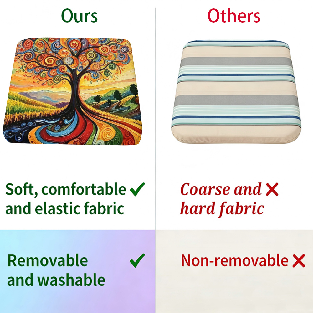 1pc Spiral Flower Tree Pattern Courtyard Chair Seat Cushion, Indoor And Outdoor Seat Cushions, Back Cushions, Size 19.7*17.7*1.57inch, Suitable for Garden Chairs, Office Chairs And Floor Seats. Soft And Comfortable