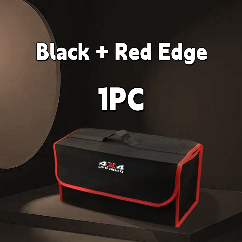 TEMU 4x4offroad Car Trunk Felt Storage Box, Foldable Storage Design, Occupation, Portable Handle, Red Edging Not Easy To Open