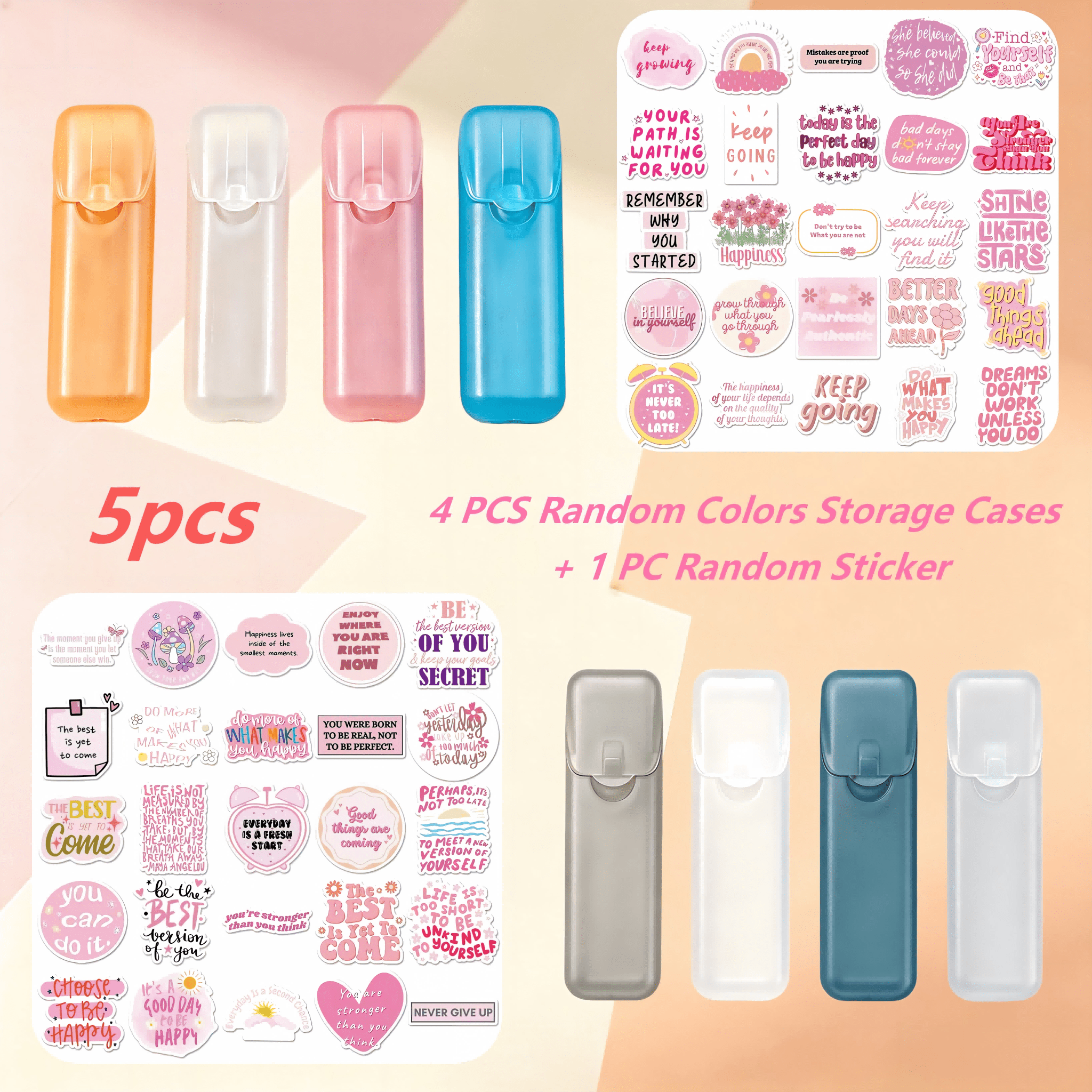 TEMU 5pcs (4pcs Random Colors Storage For Boxes And 1pc Random Stickers) -top Storage Boxes, Can Store Toothpicks And Swabs, Hygienic Storage, Small
