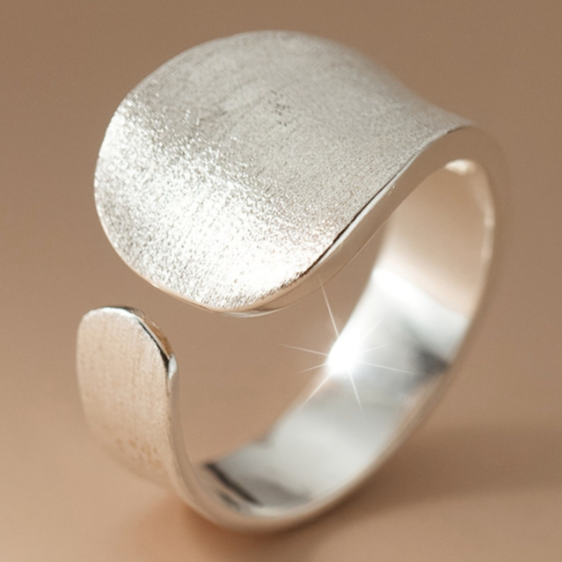Simple Personality Irregular Leaf Shaped Adjustable Opening Ring For Women Daily Casual Party Punk Handmade Frosted Ring Accessory