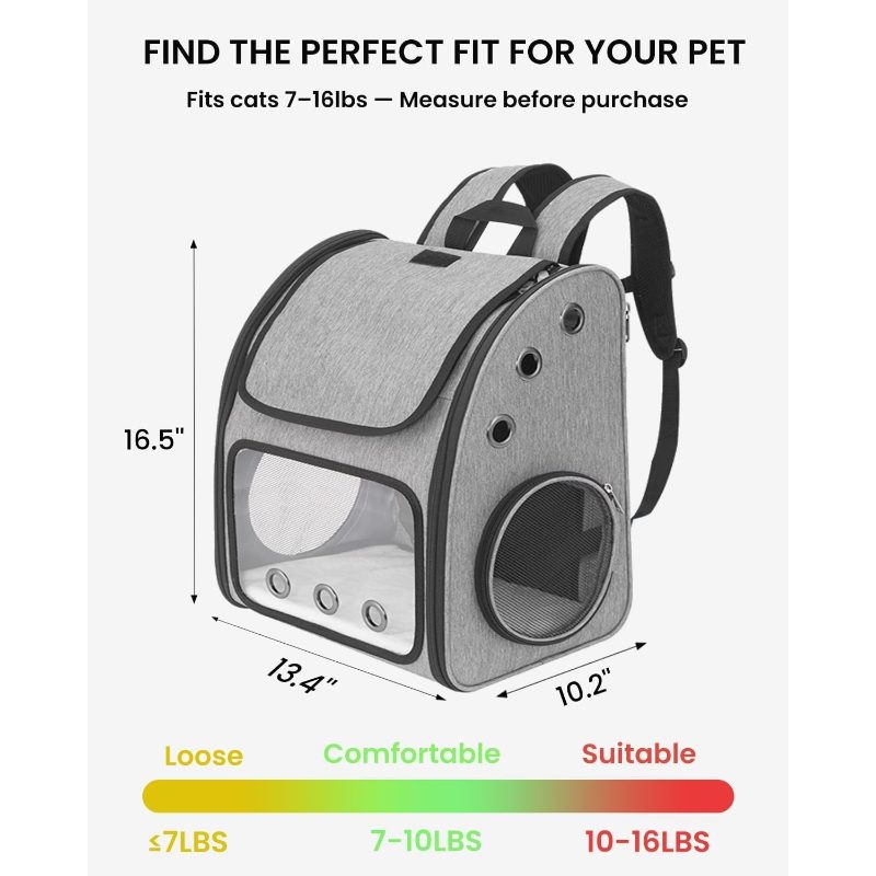 Expandable Backpack for Cats, Dogs And Small Animals, Portable Pet Travel Ventilated Design, Airline Approved, Traveling/Hiking/Camping