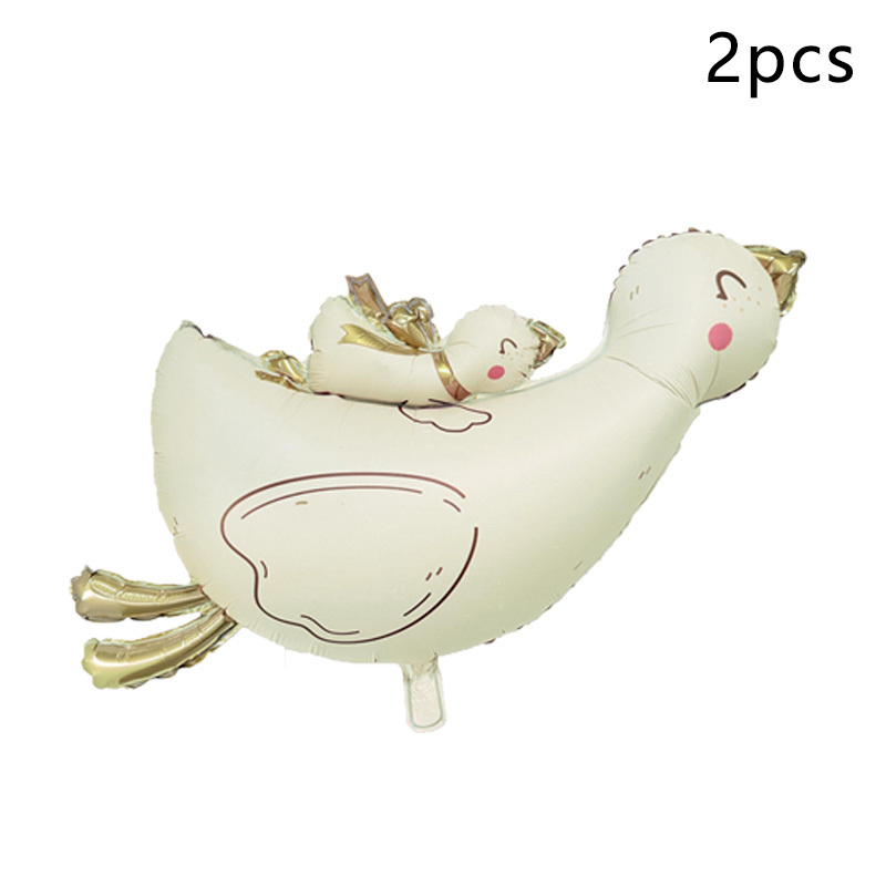 Image of 2pcs Matte Goose Back And Gosling Shaped Aluminum Foil Balloons, Birthday Party Decorations, Outdoor Event Props, Festival Atmosphere Decor, Room Background Wall Decorations