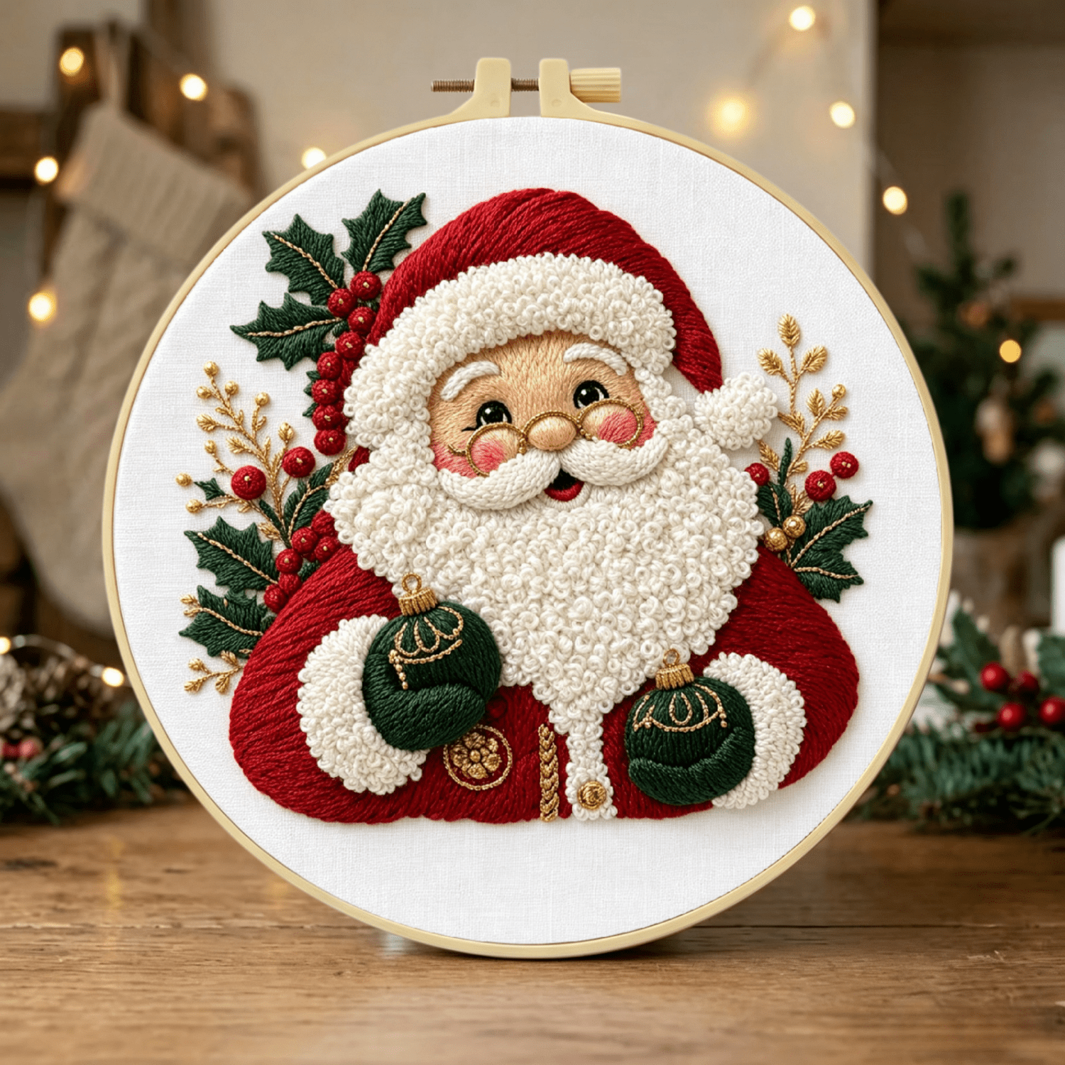 TEMU 1 Set Of Christmas Embroidery Kit, Santa Claus , Xmas Winter Handmade Diy Easy Embroidery Kit For Beginners & Adults, Includes Embroidery Hoop,