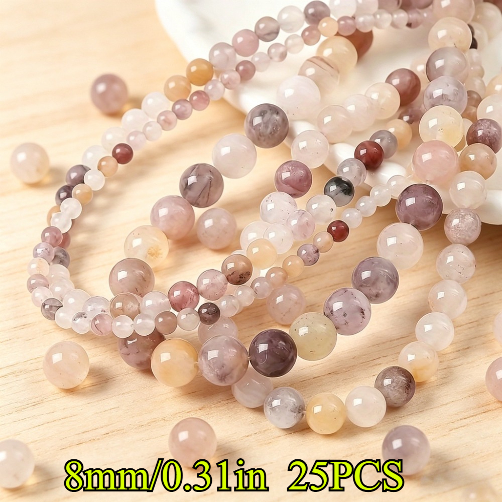 TEMU Perles de quartz style bohème, perles rondes en naturelle, pour bijoux, , ajouts de boucles d'oreilles, convient pour la bijouterie