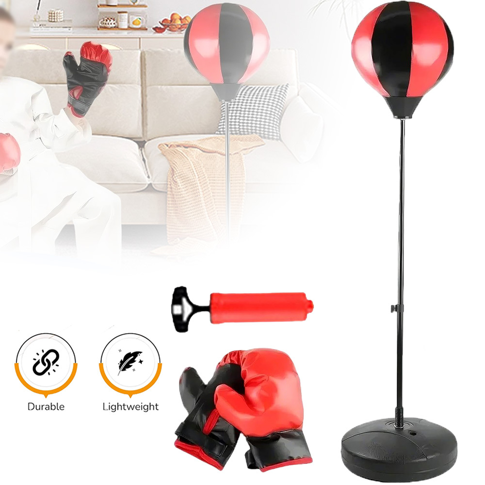 Image of Adjustable Height Punching Ball Bag, Speed Boxing Sports Set Fighting Game With Gloves, For Development