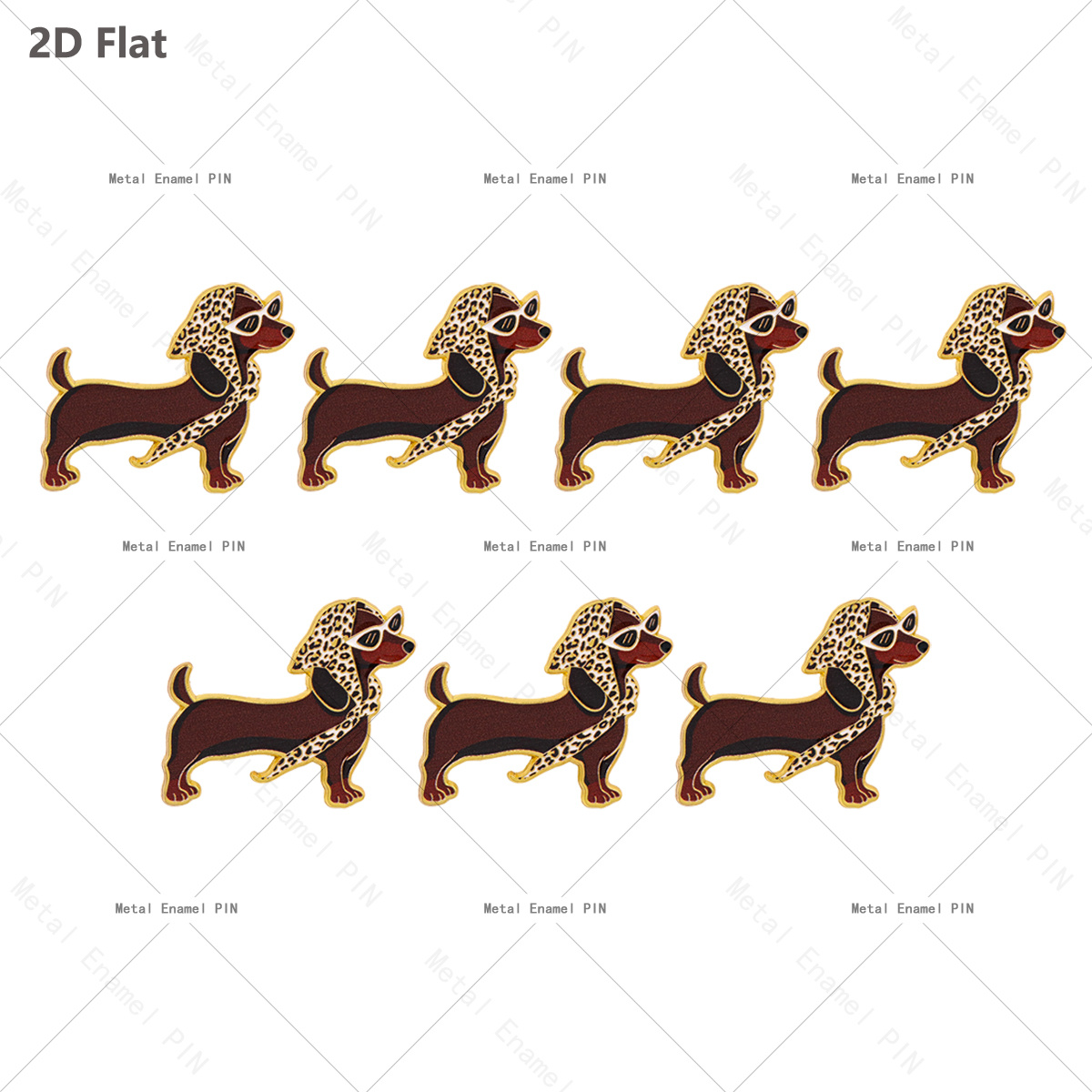 TEMU 2d Flat, 2d Flat 7pcs Dachshund Brooch For Clothes Badges With Cartoon Pin Accessories For Jewelry Gift Backpack Badge Brooches Lapel Pins, 2d