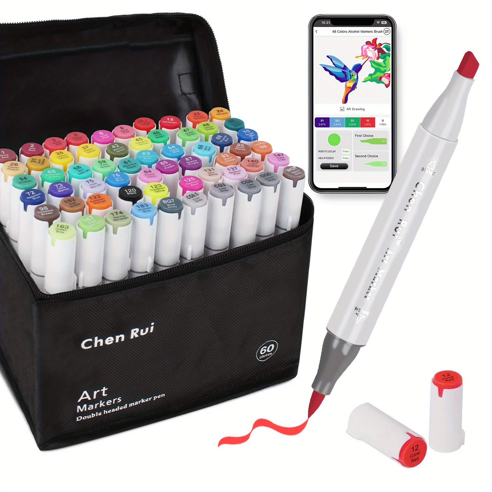 60 alcohol pencil case free application double headed art for adults marker attached holder box alcohol base   convex tip painting sketch drawing specific marker pen