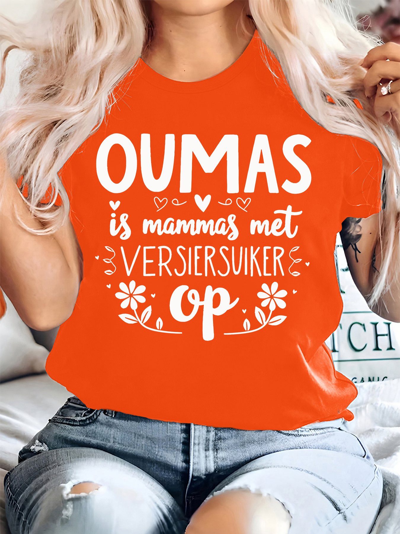 품목 사진 플러스 사이즈,   is mammas met versiersuikers on   is a mom with candy 남아프리카 스타일 프린트 티셔츠, 플러스 사이즈 레터 프린트 티셔츠, 여성용 반팔 라운드넥 캐주얼 상의, 여성용 티셔츠, 여름 및 봄용, 폴리에스터, 귀여운, 재미있는, 플러스 사이즈 여성 의류
