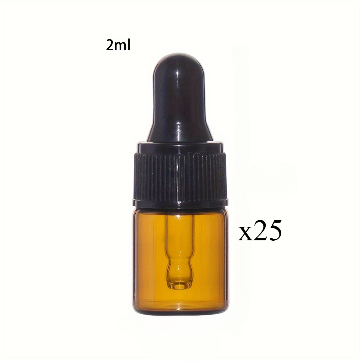 TEMU 25pcs Mini Amber Glass Dropper Bottles Set - 0.03oz/0.07oz/0.1oz/0.17oz Sizes With Pipettes For Essential Oils, Perfumes & Liquids, Oil-free,